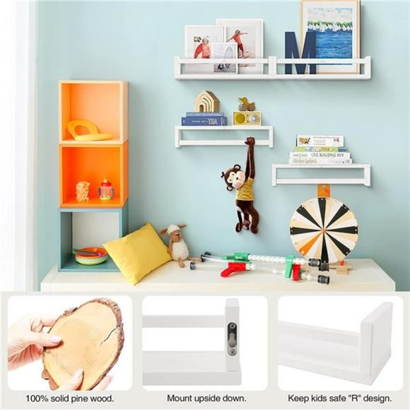 3 Pack Nursery Book Shelves White 16.5 " Shelf Organizer for Home Décor (White) - Picture 5 of 7